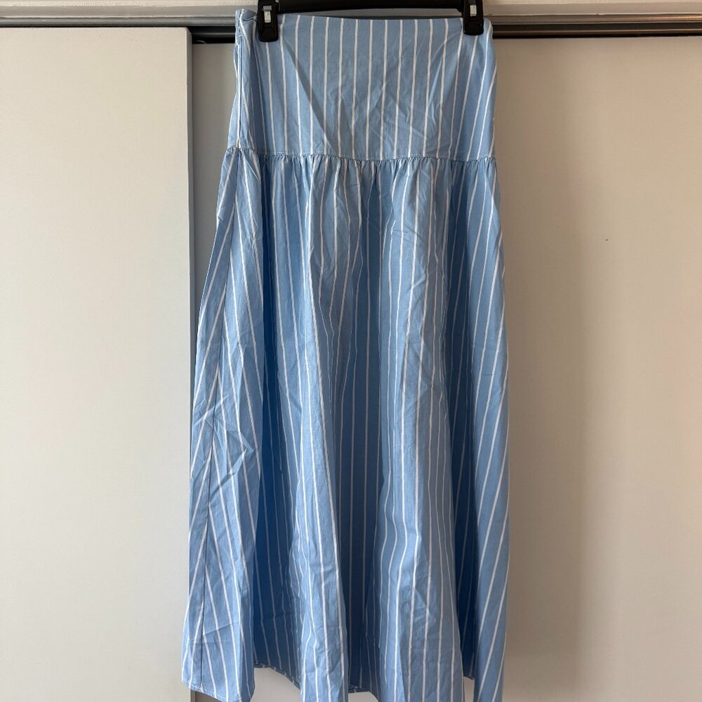 Kenneth Cole Blue and White Striped Maxi Skirt